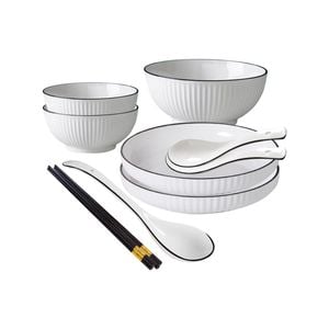 SOGA White Japanese Style Ceramic Dinnerware Set of 5