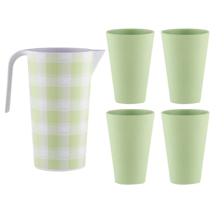 Delilah Melamine1.5L Pitcher Jug w/ 4x 450ml Tumbler - Sage