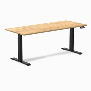 Desky Dual Sit to Stand White Oak Hardwood Desk 180x75cm Matte Black Frame
