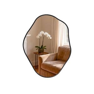P&P Black Irregular Wall Mirror With Sculptural Freeform Shape For Modern Artistic Interiors