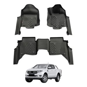 AUSGO 5D Injection Car Floor Mats for Ford Ranger PX PX2 PX3 Series Dual Cab 2011-2022 All-Weather Floor Liners