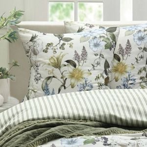MM Linen Sanctuary Blue Botanical Floral Print European Pillowcase 65x65cm