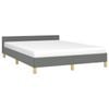 vidaXL Bed Frame Bed Base with Headboard Dark Grey 137x187 cm Double Fabric