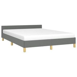 vidaXL Bed Frame Bed Base with Headboard Dark Grey 137x187 cm Double Fabric