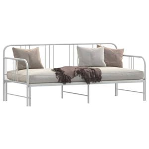 vidaXL Daybed with Trundle without Mattress White 92x187 cm Single Metal