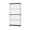 Oikiture Glass Display Cabinet 4-tier Led Light Bookcase With 2 Doors Black