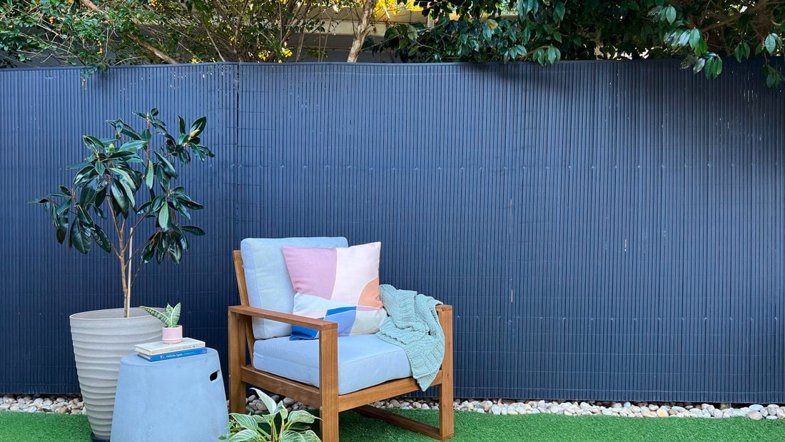 Fencing redone with privacy screening in backyard 