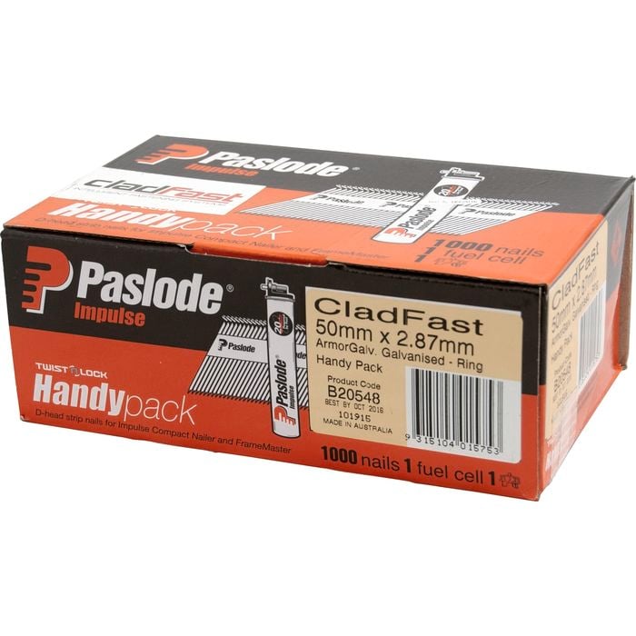 Paslode 50 x 2.87mm 34° Amor Galvanised Cladfast Ring Impulse Nail - 1000 Handy Pack
