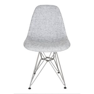 Sk Designer Living | Replica Eames Dsr Eiffel Chair | Fabric & Chrome - Textured Light Grey
