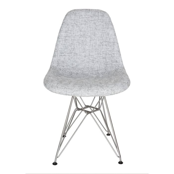 Sk Designer Living | Replica Eames Dsr Eiffel Chair | Fabric & Chrome - Textured Light Grey