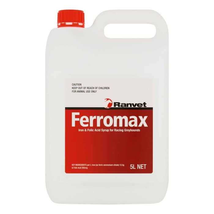 Ranvet Ferromax Racing Greyhounds Iron & Folic Acid Oral Syrup 5L