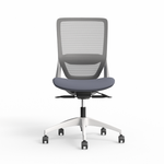 OLG Office Engage Ergonomic Task Chair Lumbar Support, No Arms, White Base, Grey Mesh & Upolstery