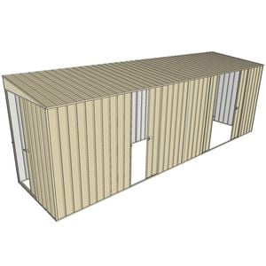 Build-a-Shed 1.5 x 6 x 2m Sliding Door Tunnel Shed With 3 Sliding Side Doors - Cream