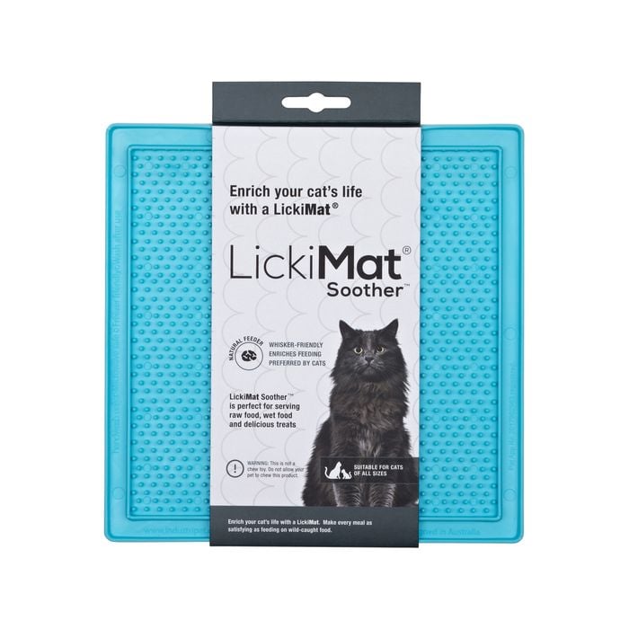 Lickimat Soother Original Slow Food Licking Mat for Cats - Blue
