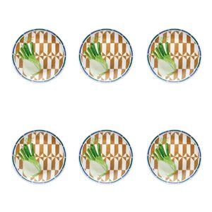6PK Porto Valentina Porcelain Round Side Plate Fennel 20cm