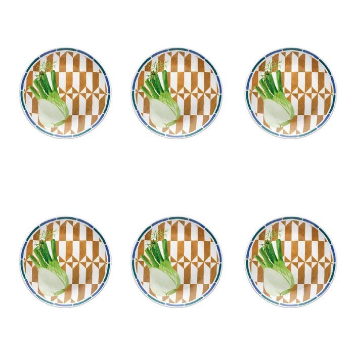 6PK Porto Valentina Porcelain Round Side Plate Fennel 20cm