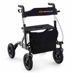 Costway Folding Medical Walker Adjustable Aluminum Rolling Walker Senior Black
