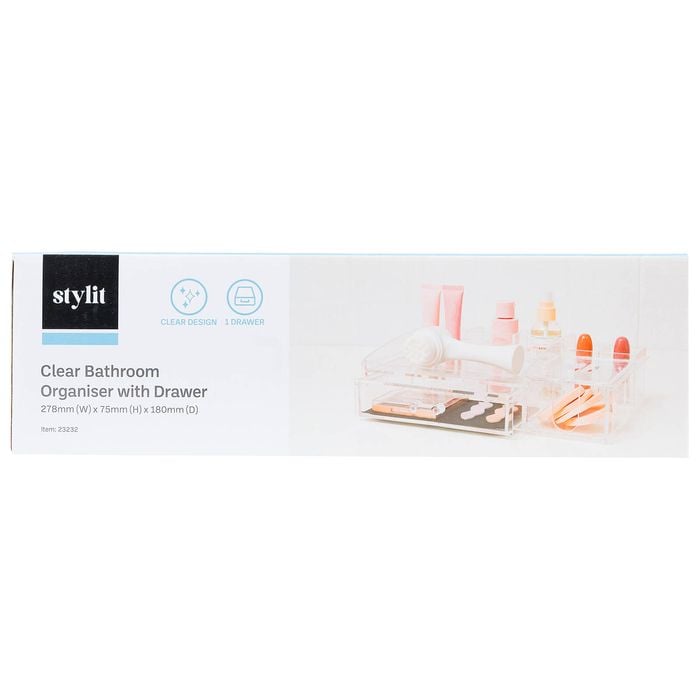 Stylit Clear Bathroom Organiser With Drawer