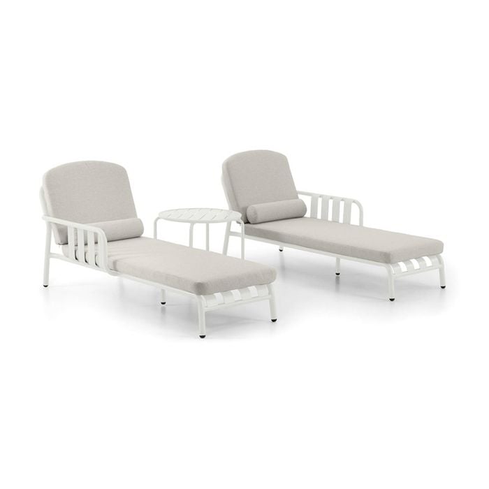Mornington Outdoor Aluminium Sun Lounge Set With Side Table White