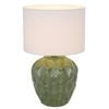 Telbix Diaz Modern Table Desk Lamp Light Fabric Ceramic White Green Gloss