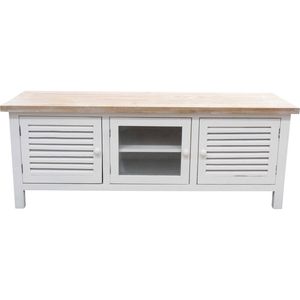 Coast Rectangle Fir Wood Glass 120x45cm TV Unit Stand Rack Home Furniture White