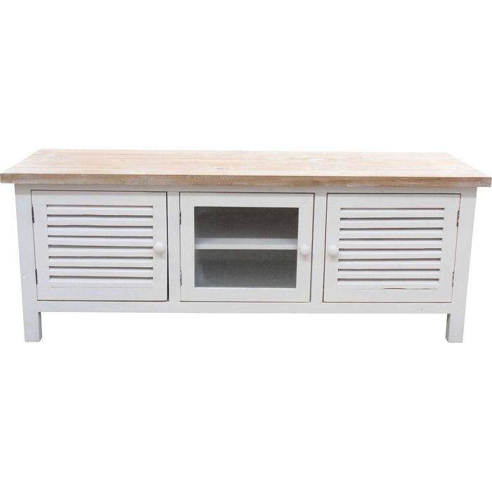 Coast Rectangle Fir Wood Glass 120x45cm TV Unit Stand Rack Home Furniture White