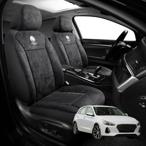 Australian Goose Edition Front Seat Covers for Hyundai i30 2017 - Current (PD Hatch/Fastback) - Suede, Universal Fit - Black