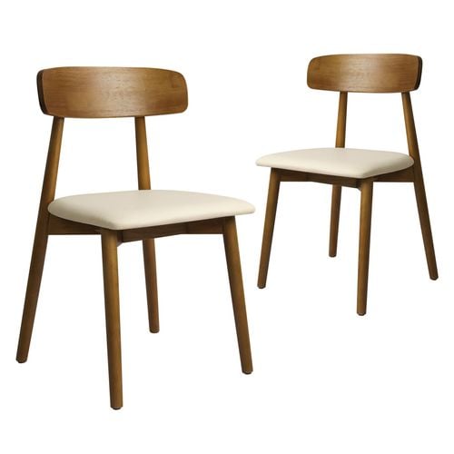 Levede 2x Dining Chairs Kitchen Chair PU Leather Rubberwood Frame Cafe ...