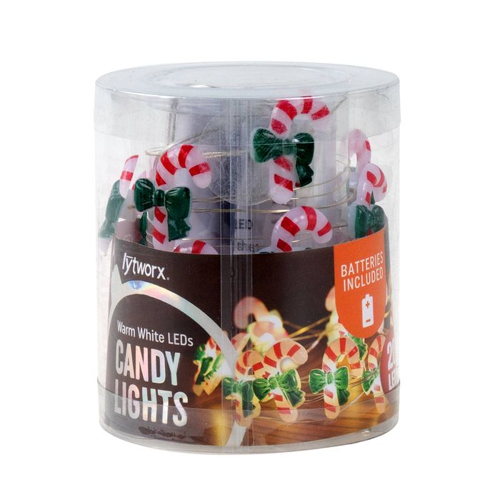 Lytworx Warm White Battery Candy Cane Lights 20 Pack