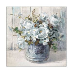 Artey | Garden Blooms I Blue - Stretched Canvas - Stretched Canvas - 84 x 84cm