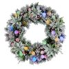 Christabelle Stunning 61cm Snowy Christmas Wreath with LED Lights Crown Pine Baubles Front Door Decoration Ornament