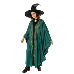 Professor McGonagall Halloween Costume Adult Harry Potter Robe with Hat & Brooch - Green, One-Size