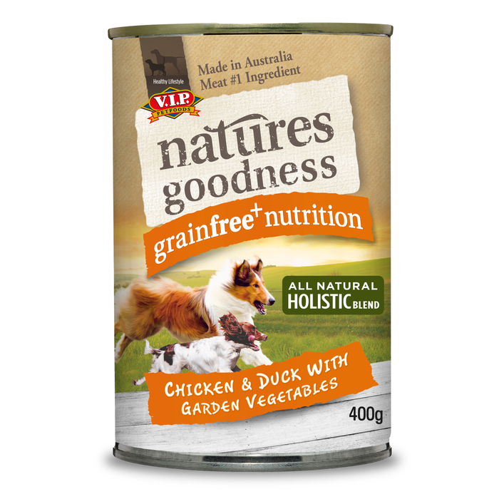 Natures Goodness 400g Chicken With Duck And Garden Vegetables Grain Free Adult Dog Wet Food - 12 Pack