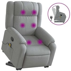 vidaXL Stand up Massage Recliner Chair Armchair Single Sofa Light Grey Fabric