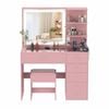 Ufurniture Dressing Table LED Light Set with Charging Station  Glass Tabletop Vanity Pink