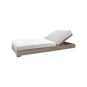 Boha Outdoor Sun Lounge In Teak Timber Wood With Light Grey Cuhion