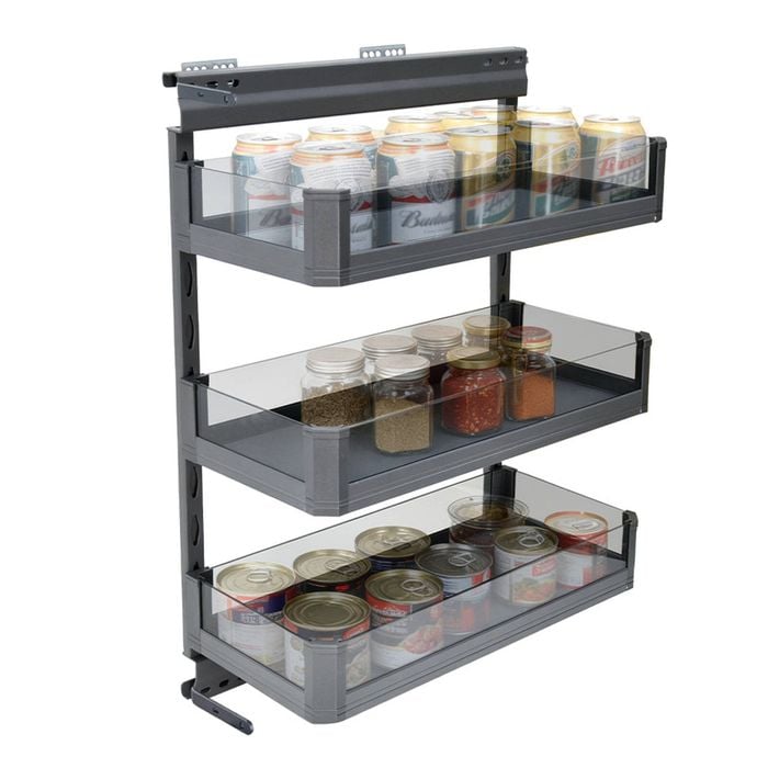 3-layer Pull Out Basket Kitchen Cabinet Side-mounted Tempered Glass Organizer