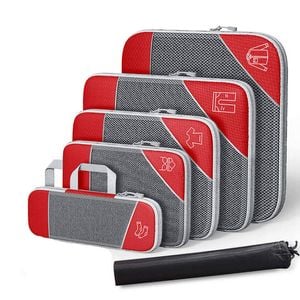 Catzon 6 Pcs Expandable Compression Packing Cubes-Red