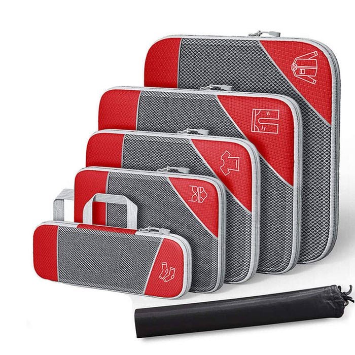 Catzon 6 Pcs Expandable Compression Packing Cubes-Red