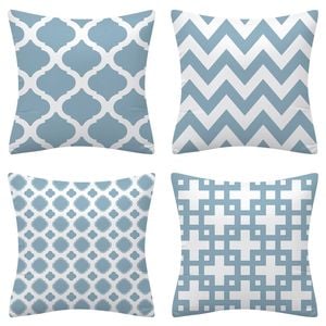 Home Décor Hamptons Cushion Covers 4pcs Pack (Aqua Blue)