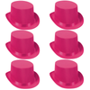 6x SATIN TOP HAT Costume Party Cap Fancy Dress Trilby Fedora One Size BULK - Hot Pink - Hot Pink | Top Hat | Hat