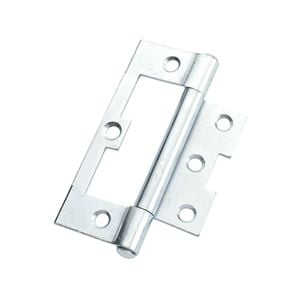 Lane 100 x 65 x 2mm Zinc Plated Fixed Pin Non Mortise Hinge - 2 Pack