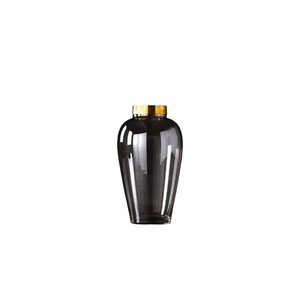 Elegant Collections Small Smoked Glass Gold Tip Vase