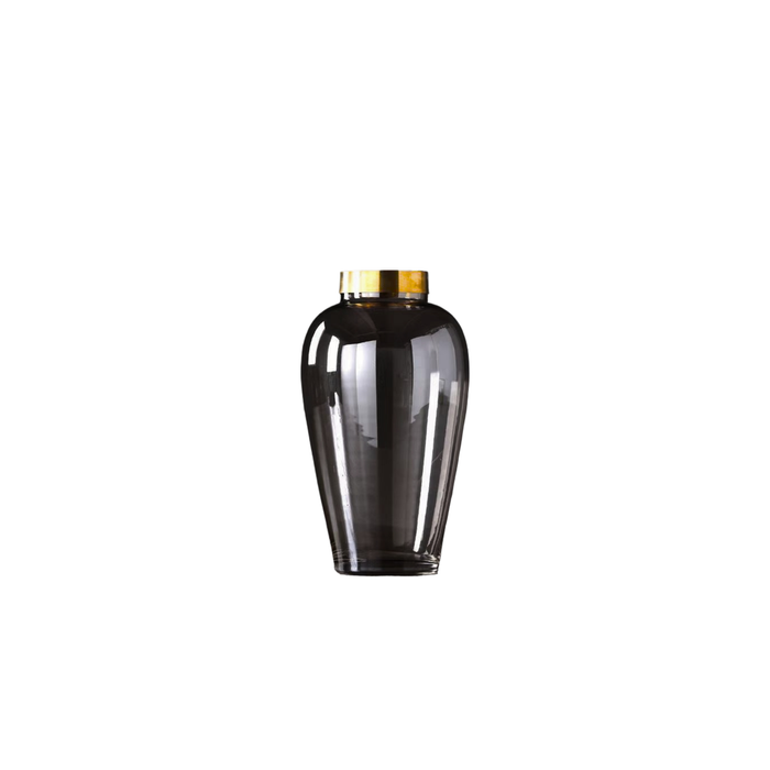 Elegant Collections Small Smoked Glass Gold Tip Vase