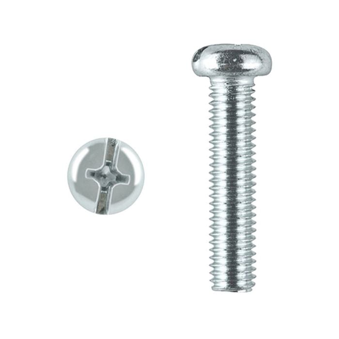 Pinnacle M4 x 50mm Zinc Plated Round Head Bolts And Nuts - 6 Pack