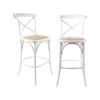 Aster 2pc Crossback Bar Stools Dining Chair Solid Birch Timber Rattan Seat White