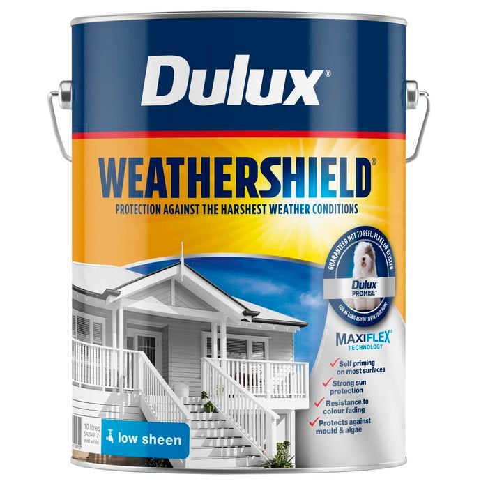 Dulux 10L Vivid White Low Sheen Weathershield Exterior Paint