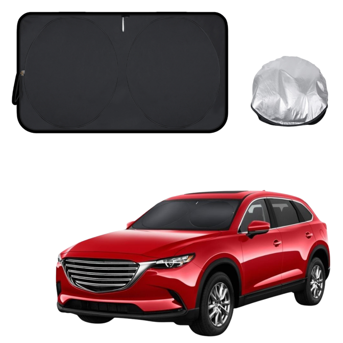 Front Windscreen Sun Shade for Mazda CX-9 2016 - Current (TC) - Standard 150 x 85 cm - Black
