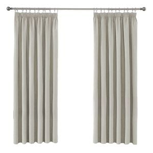 Village 240 x 205cm Natural Blockout Pencil Pleat Curtain - Pair