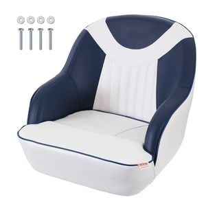 VEVOR Captain Bucket Seat White and Blue with Thickened Sponge Padding for Fishing